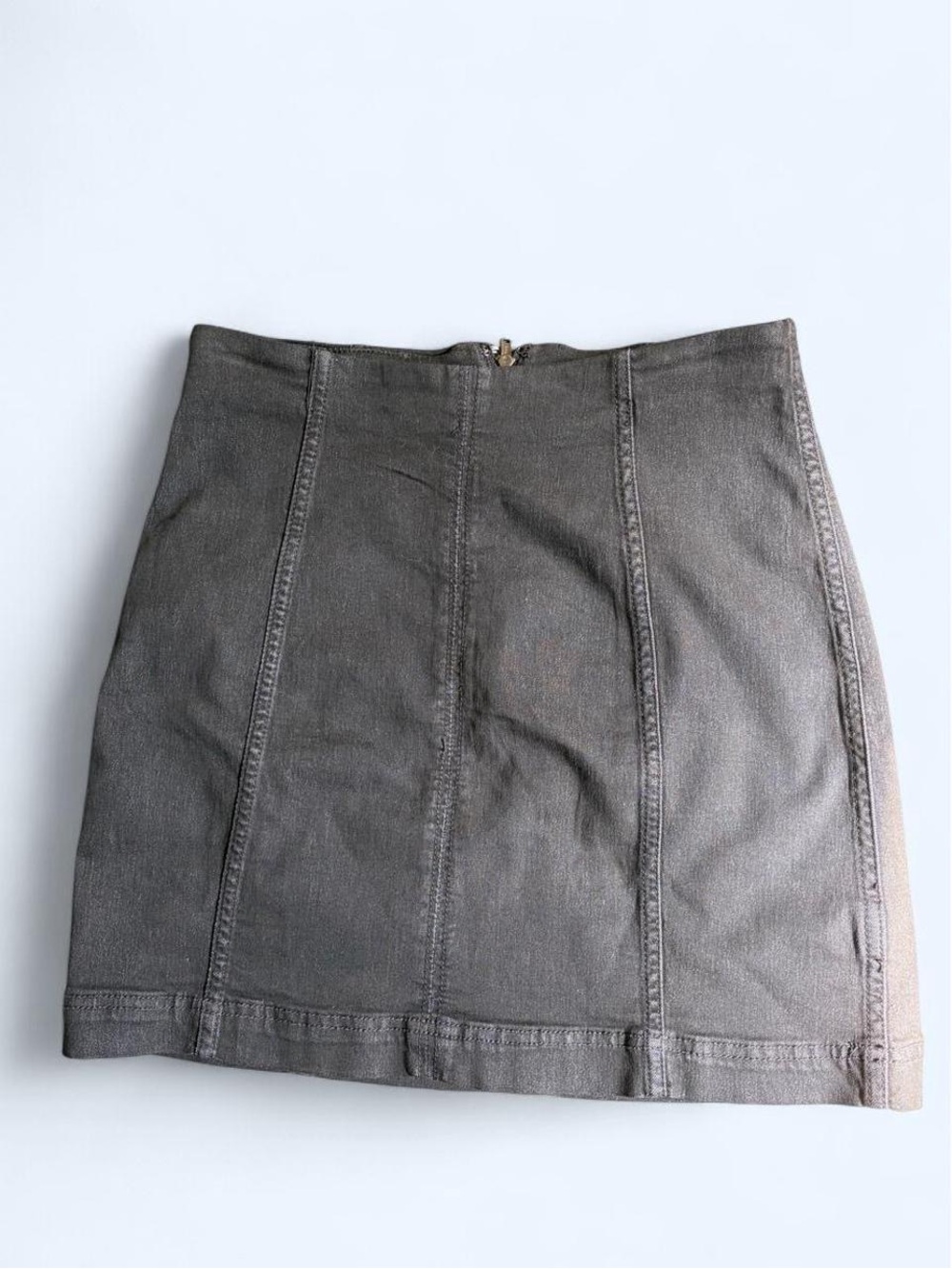 Free People Gray black high waist Paneled Denim Mini Skirt